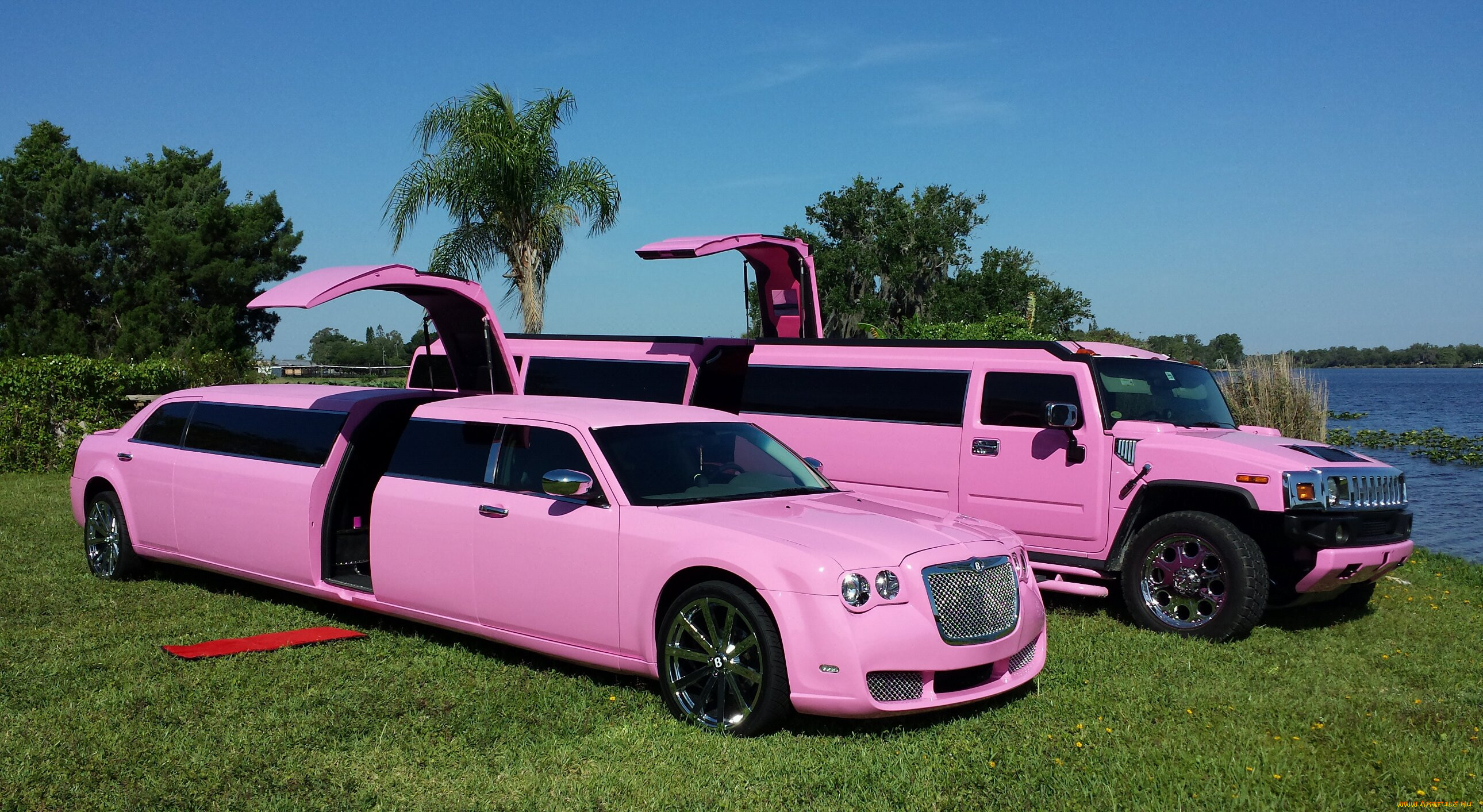 pink bentley limousine 2008 and pink hummer limousine h2 2012, ,  , bentley, 2008, pink, hummer, limousine, h2, 2012